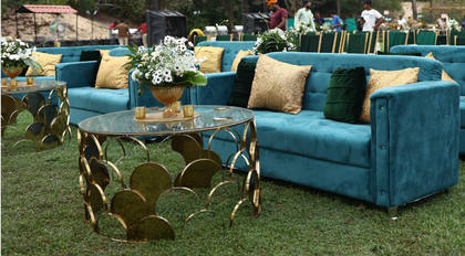 Lounge and Floral detail — Sangeet decor — Zuri
